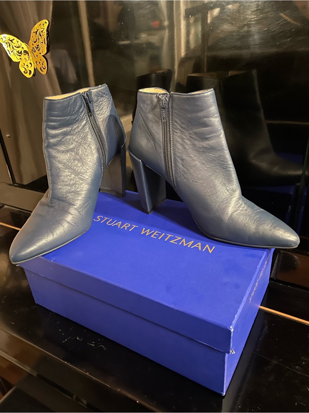 Stuart Weitzman Booties Blue Leather Size 6